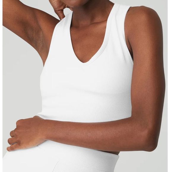 Alo Goddess Ribbed Cropped Racerback Tank - Picture 4 of 12